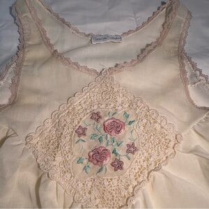 Dianne von Furstenburg Ivory Nightgown Slip with Floral Embroidery Maxi Sz Small